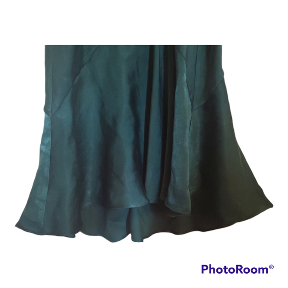TOPSHOP Emerald Jade Green Midi Satin Silk Flare Skirt - Size XXS, 00 UK 4 - Picture 3 of 4